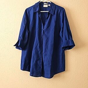 Chicos No-Iron Linen Loop-Back Tunic in blue 2 / Large
